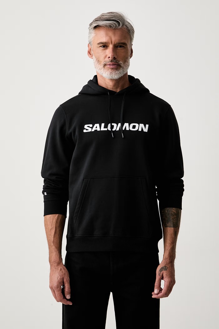 Salomon bluza z kapturem męska z bawełną czarny LC2525200