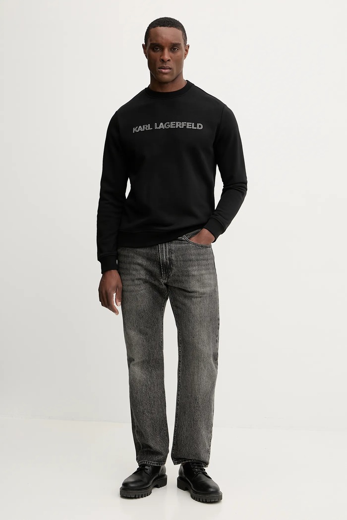 Bavlněná mikina Karl Lagerfeld 561952.705075 černá SS26