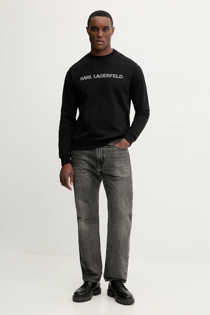 Bavlněná mikina Karl Lagerfeld 561952.705075 černá SS26