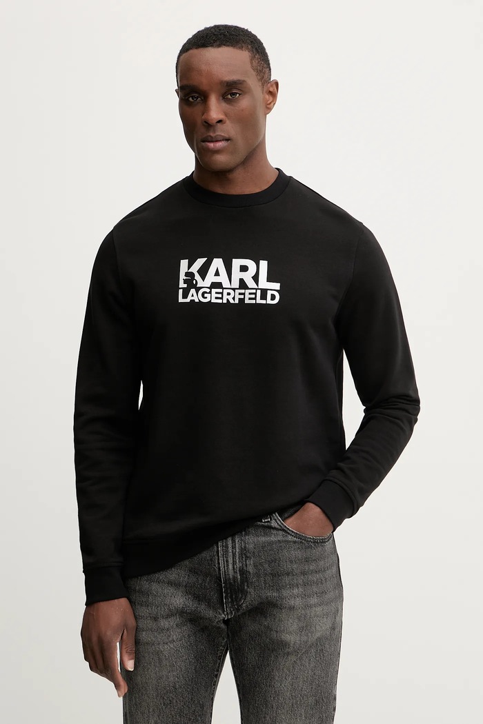 Karl Lagerfeld bluza bawełniana nadruk czarny 561917.705780
