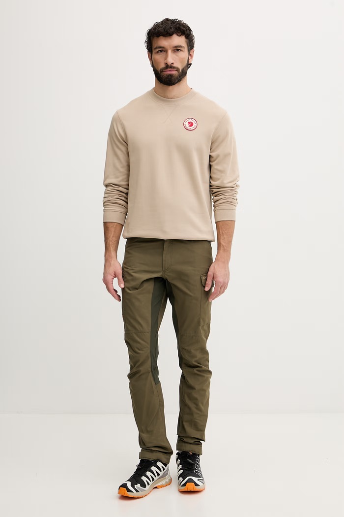Fjallraven bluza sportowa męska bawełniana 1960 Logo Badge Sweater F87163 beżowy SS26
