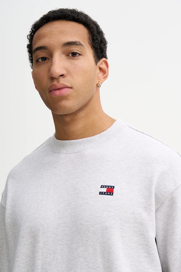 Βαμβακερή μπλούζα Tommy Jeans γκρί DN0DN00054