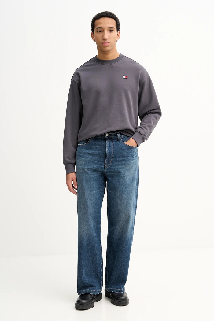 Bavlněná mikina Tommy Jeans DN0DN00054 šedá SS26