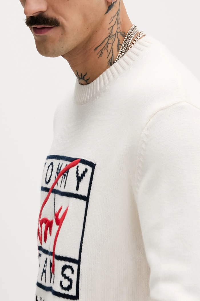 Bavlnený sveter Tommy Jeans béžová DM0DM22401