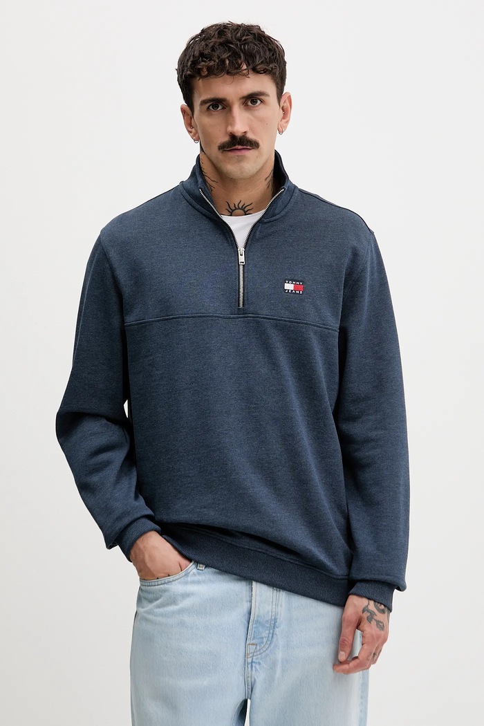 Mikina Tommy Jeans bez kapucne tmavomodrá DM0DM22344