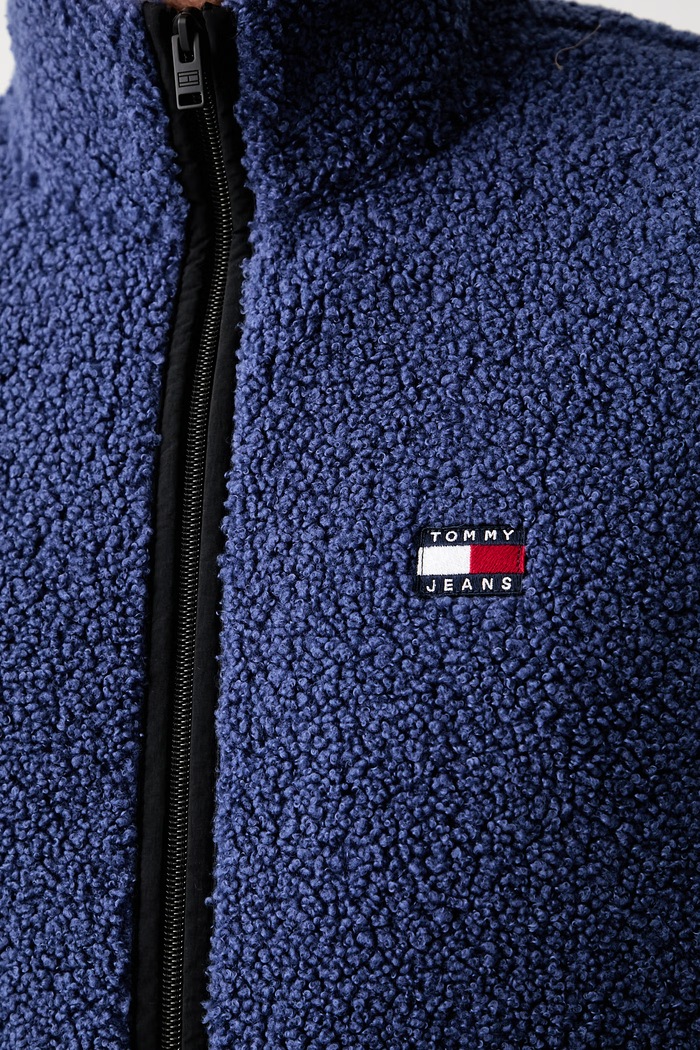 Tommy Jeans суичър с цип мъжки от полар DM0DM22345 тъмносин