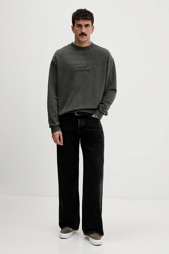 Tommy Jeans hanorac de bumbac DM0DM22363 gri SS26