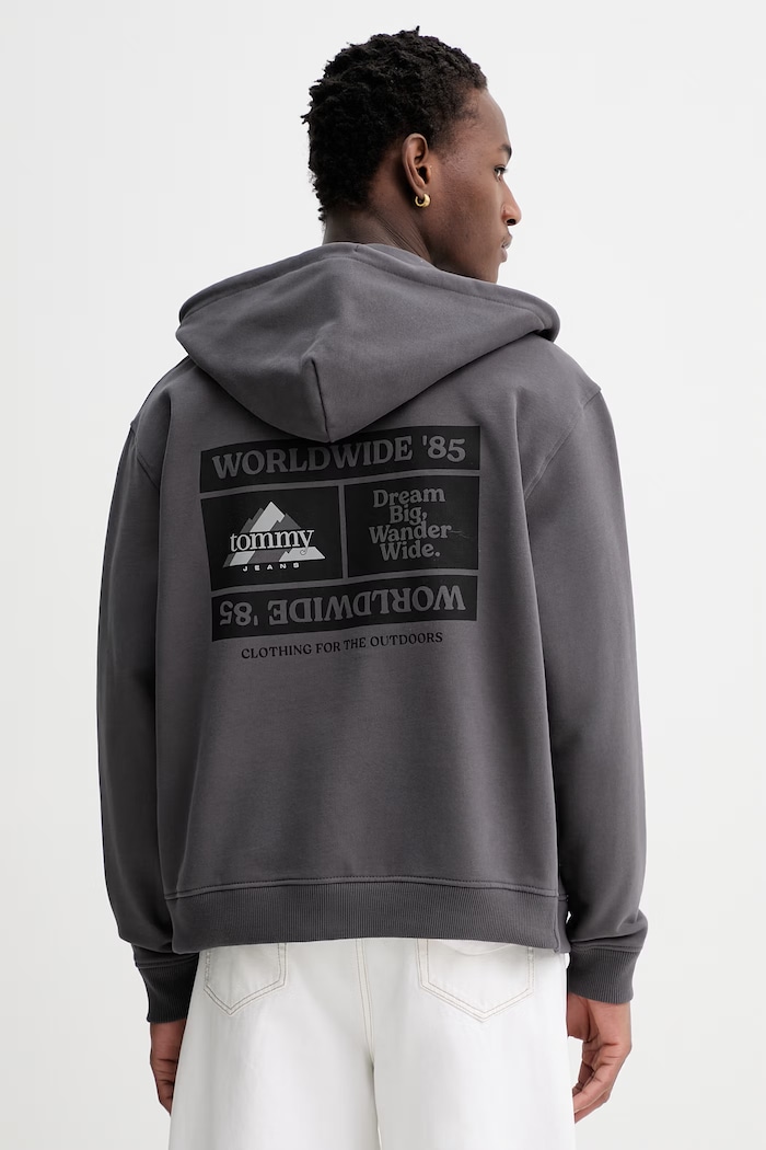 Bavlnená mikina Tommy Jeans bavlna sivá DM0DM22378