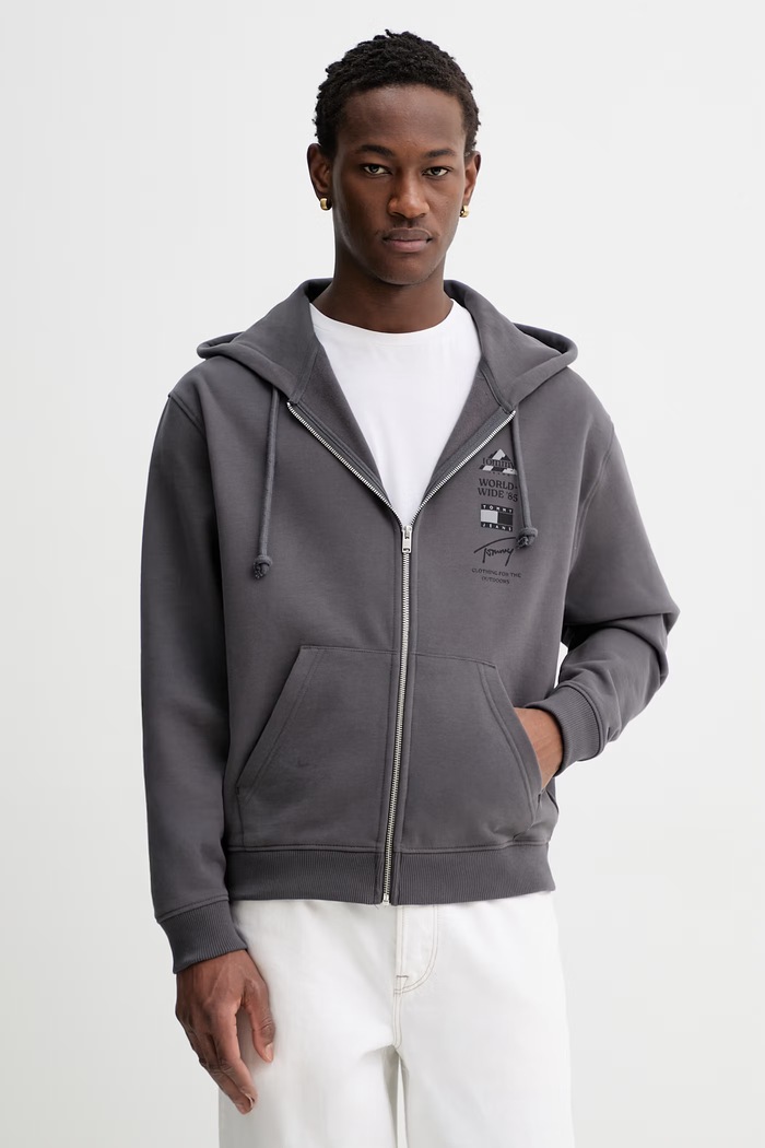 Oblečenie Bavlnená mikina Tommy Jeans DM0DM22378 sivá