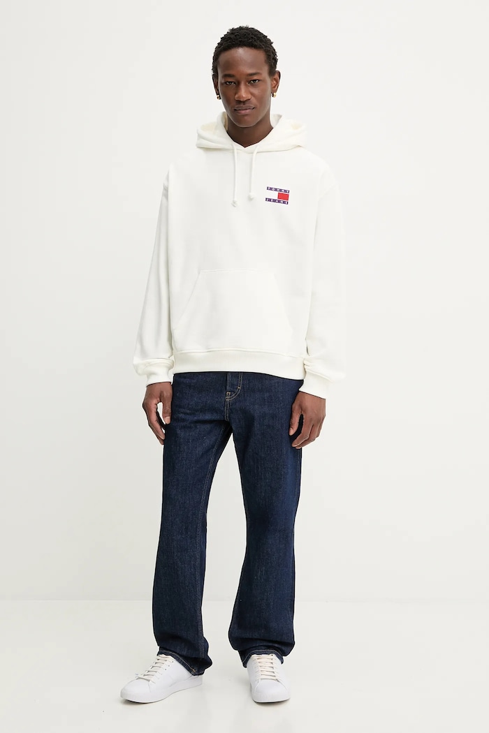 Βαμβακερή μπλούζα Tommy Jeans DM0DM22379 μπεζ SS26