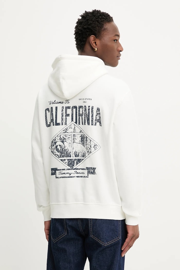 Μπλούζα Tommy Jeans με κουκούλα μπεζ DM0DM22380
