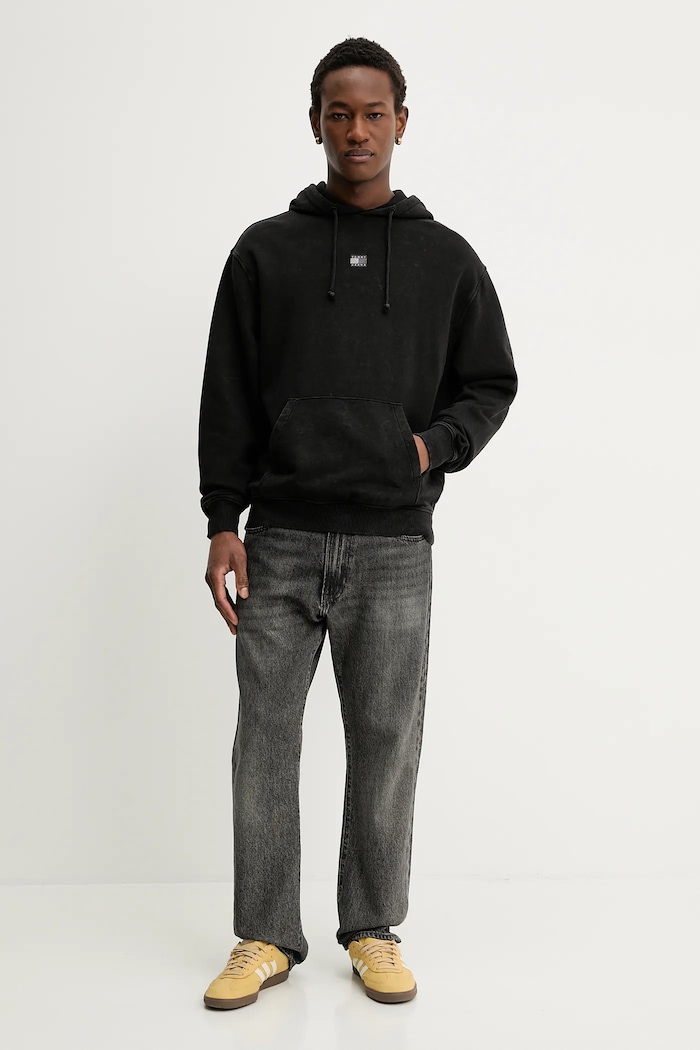 Tommy Jeans pamut melegítőfelső DM0DM22383 fekete SS26