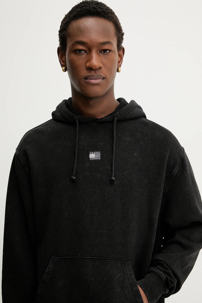 Tommy Jeans pamut melegítőfelső fekete DM0DM22383