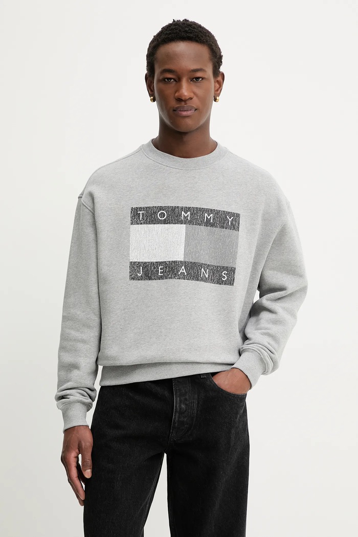 Tommy Jeans pamut melegítőfelső pamut szürke DM0DM22384