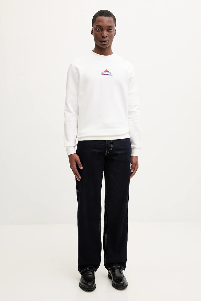 Pamučna dukserica Tommy Jeans DM0DM22418 bijela SS26