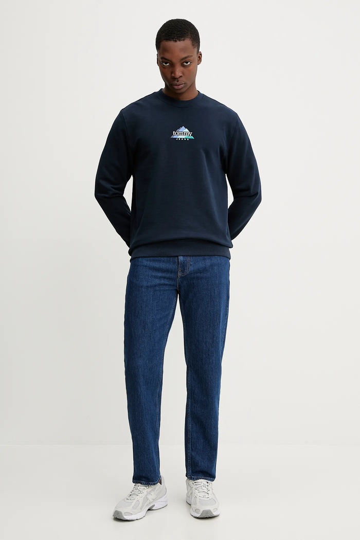 Bavlněná mikina Tommy Jeans DM0DM22418 námořnická modř SS26