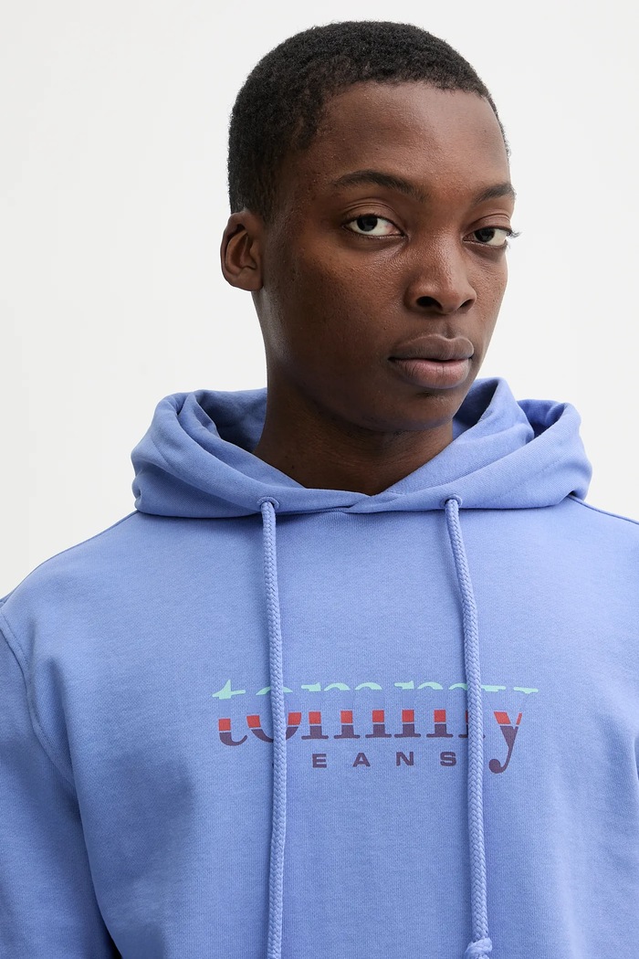 Bavlněná mikina Tommy Jeans fialová DM0DM22642