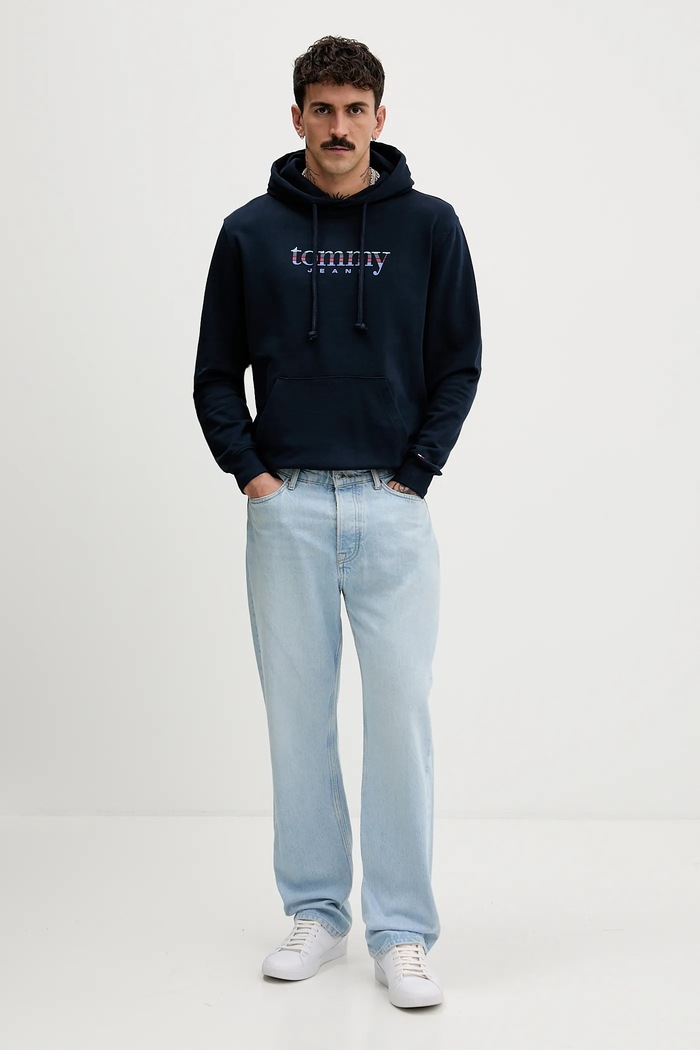 Bavlnená mikina Tommy Jeans DM0DM22642 tmavomodrá SS26