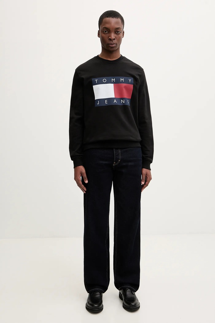 Tommy Jeans hanorac pentru bărbați din bumbac DM0DM22643 negru SS26