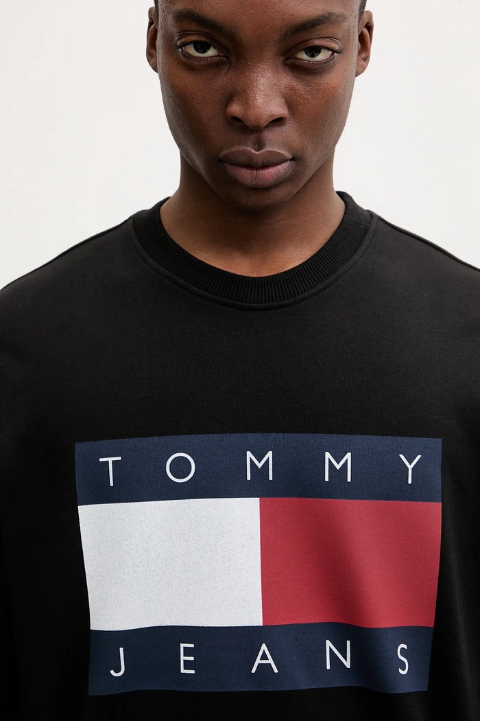 Tommy Jeans hanorac pentru bărbați din bumbac negru DM0DM22643