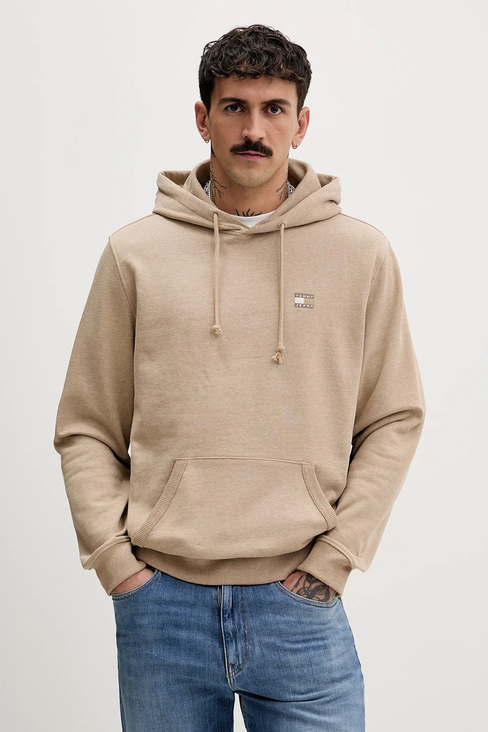 Mikina Tommy Jeans nášivka béžová DM0DM22666