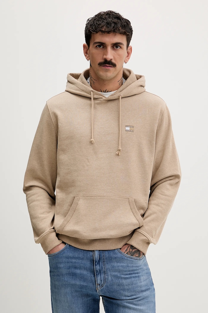 Mikina Tommy Jeans nášivka béžová DM0DM22666