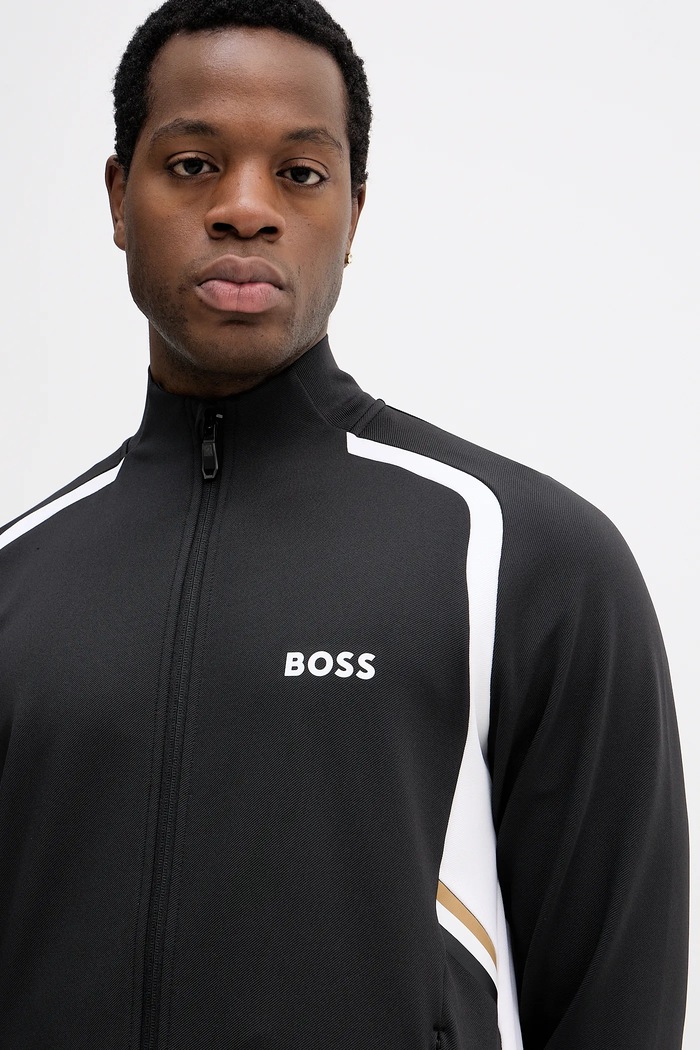 BOSS Green hanorac cu fermoar pentru bărbați SW_TOC Spin FZ negru 50554402