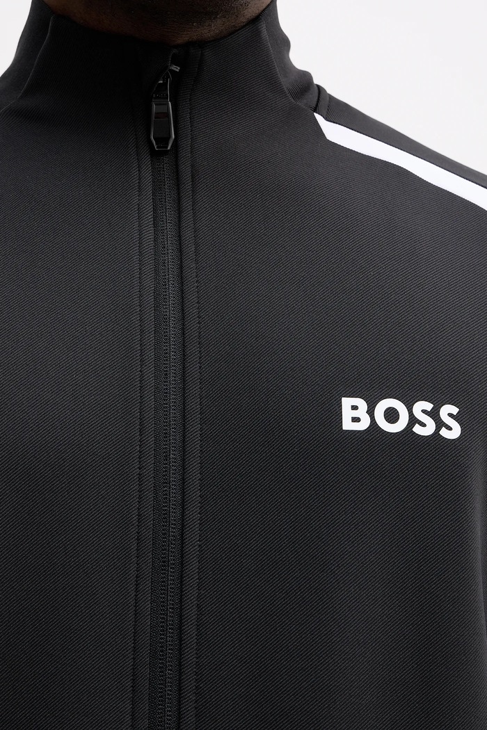 BOSS Green hanorac cu fermoar pentru bărbați SW_TOC Spin FZ 50554402 negru