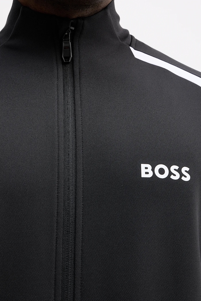BOSS Green hanorac cu fermoar pentru bărbați SW_TOC Spin FZ 50554402 negru