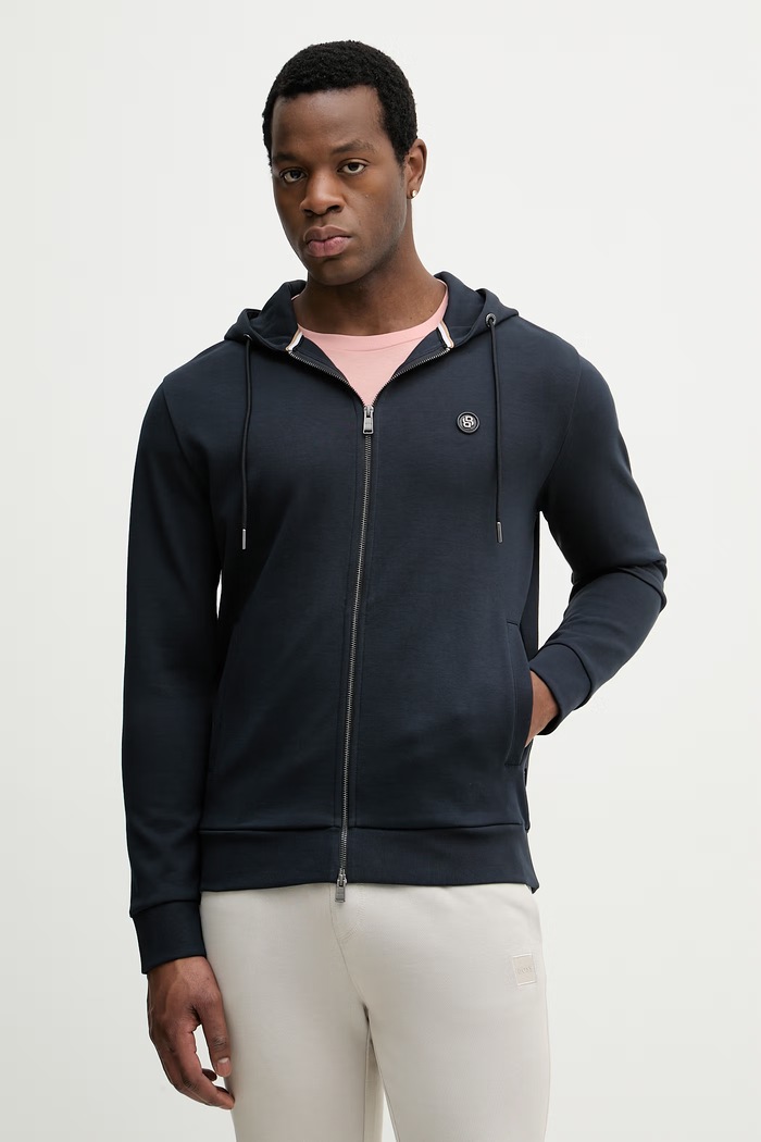 BOSS bluza rozpinana z kapturem męska z bawełną C-Spence 01 z kapturem granatowy 50555851
