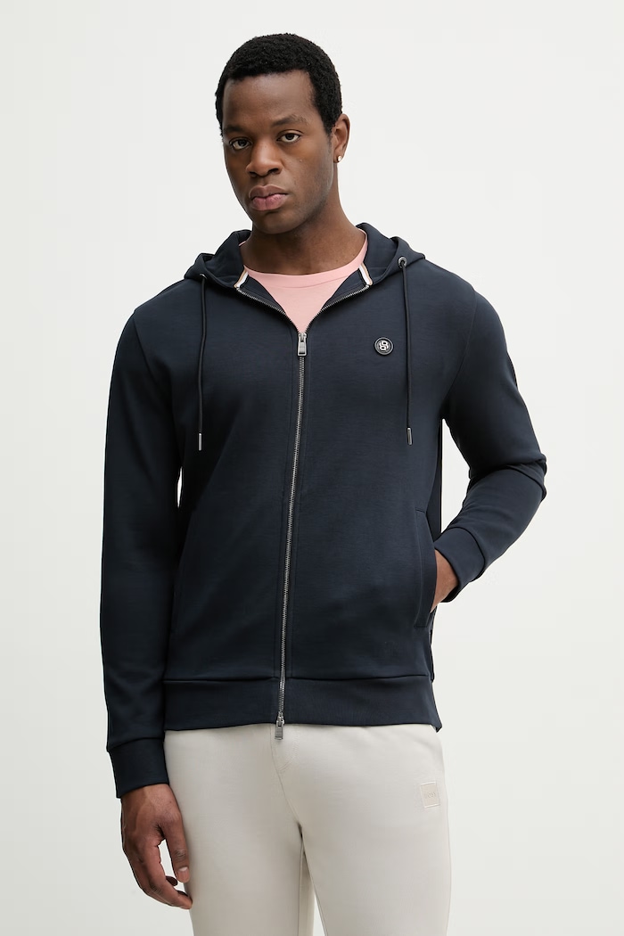 BOSS bluza rozpinana z kapturem męska z bawełną C-Spence 01 z kapturem granatowy 50555851