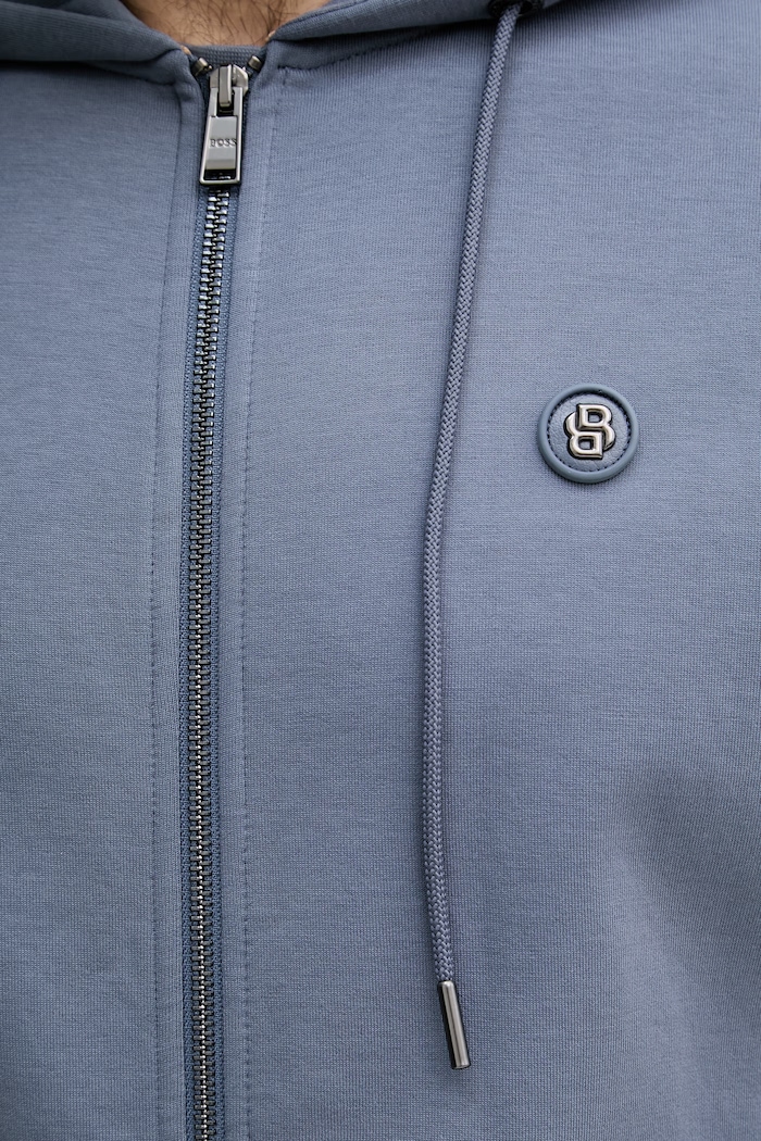 BOSS mikina na zips s kapucňou pánska s bavlnou C-Spence 01 50555851 modrá