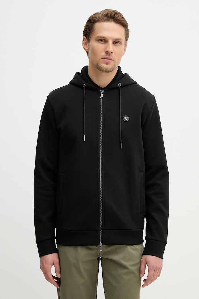 BOSS bluza rozpinana z kapturem męska z bawełną C-Spence 01 z kapturem czarny 50555851