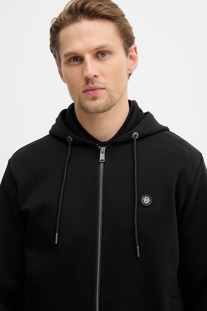 BOSS bluza rozpinana z kapturem męska z bawełną C-Spence 01 czarny 50555851