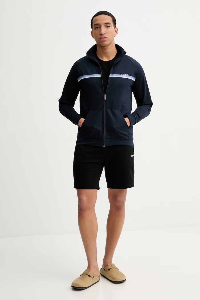 BOSS μπλούζα με κουμπιά ανδρική βαμβακερή Authentic Jacket Z 50554779 σκούρο μπλε SS26