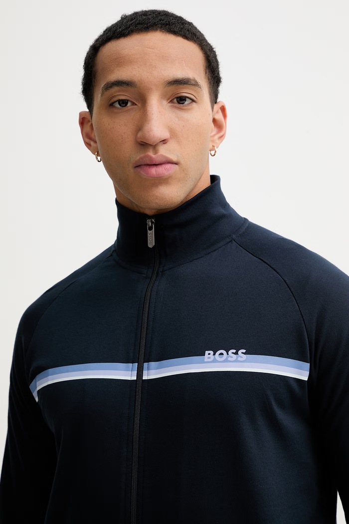 BOSS μπλούζα με κουμπιά ανδρική βαμβακερή Authentic Jacket Z σκούρο μπλε 50554779