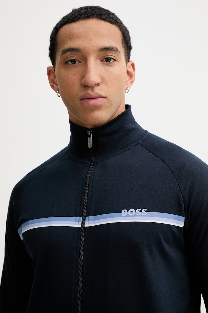 BOSS μπλούζα με κουμπιά ανδρική βαμβακερή Authentic Jacket Z σκούρο μπλε 50554779