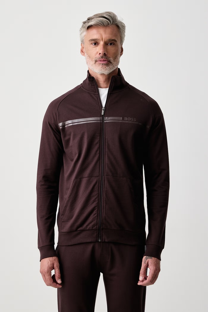 BOSS Bluza rozpinana męska bawełniana Authentic Jacket Z brązowy 50554779