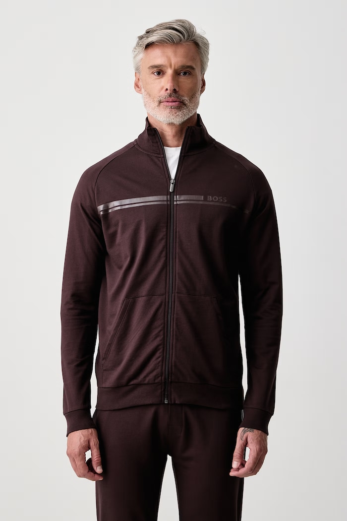 BOSS Bluza rozpinana męska bawełniana Authentic Jacket Z brązowy 50554779