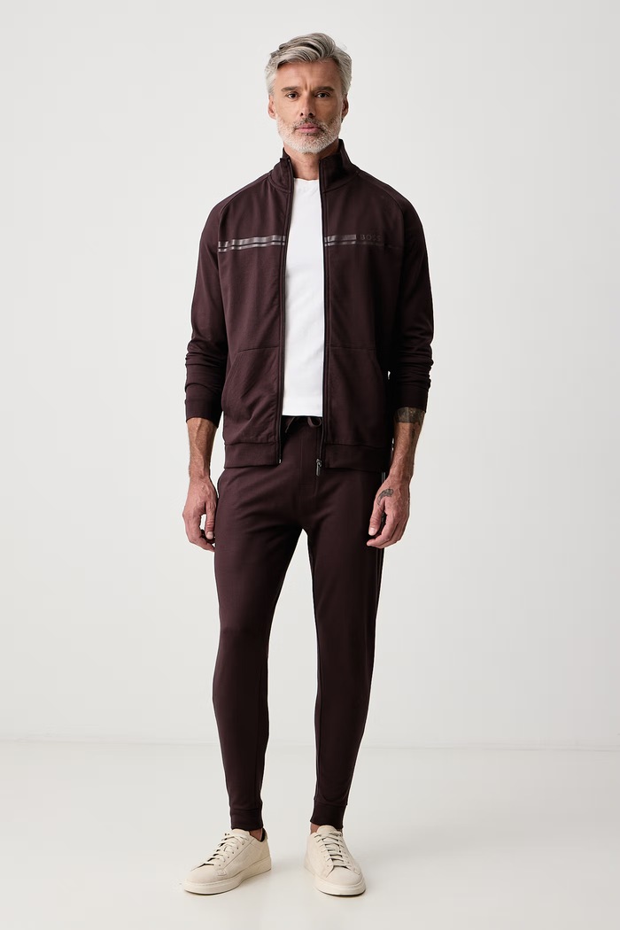 BOSS Bluza rozpinana męska bawełniana Authentic Jacket Z 50554779 brązowy SS26