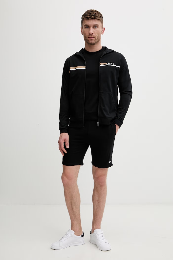 BOSS mikina na zips pánska bavlnená Authentic Jacket Z 50554779 čierna SS26