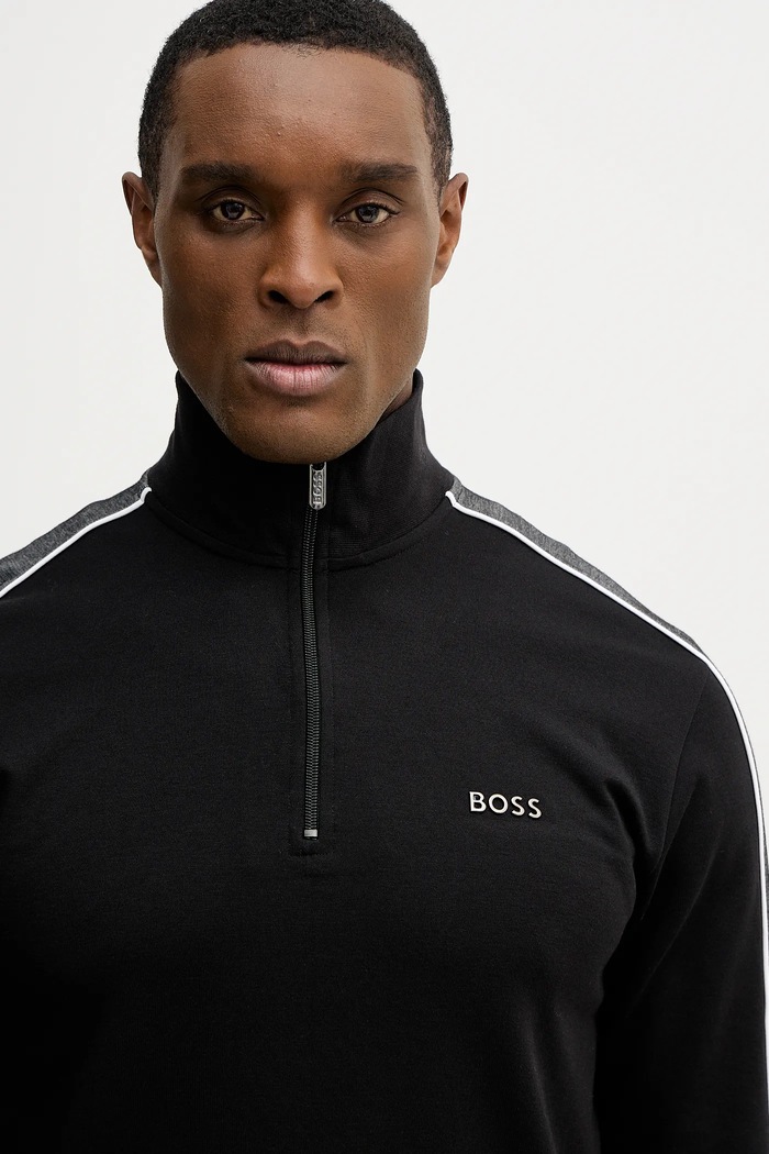 Mikina s kapucňou BOSS Tracksuit 1/4 Jacket čierna 50554780