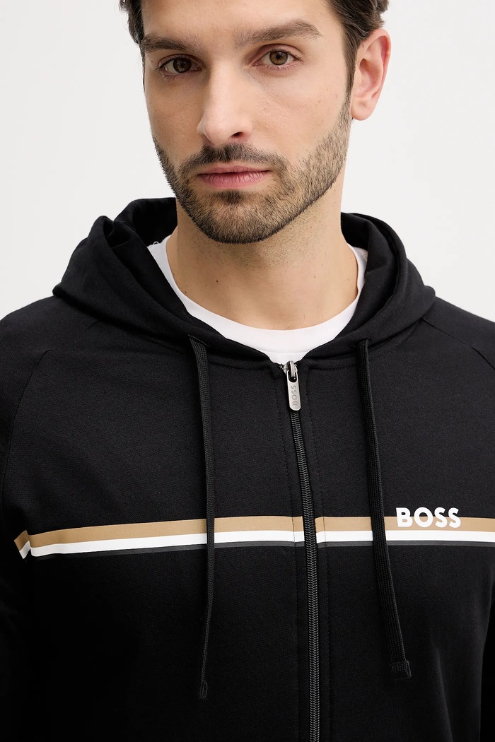 BOSS bluza lounge męska bawełniana Authentic Jacket H czarny 50554785
