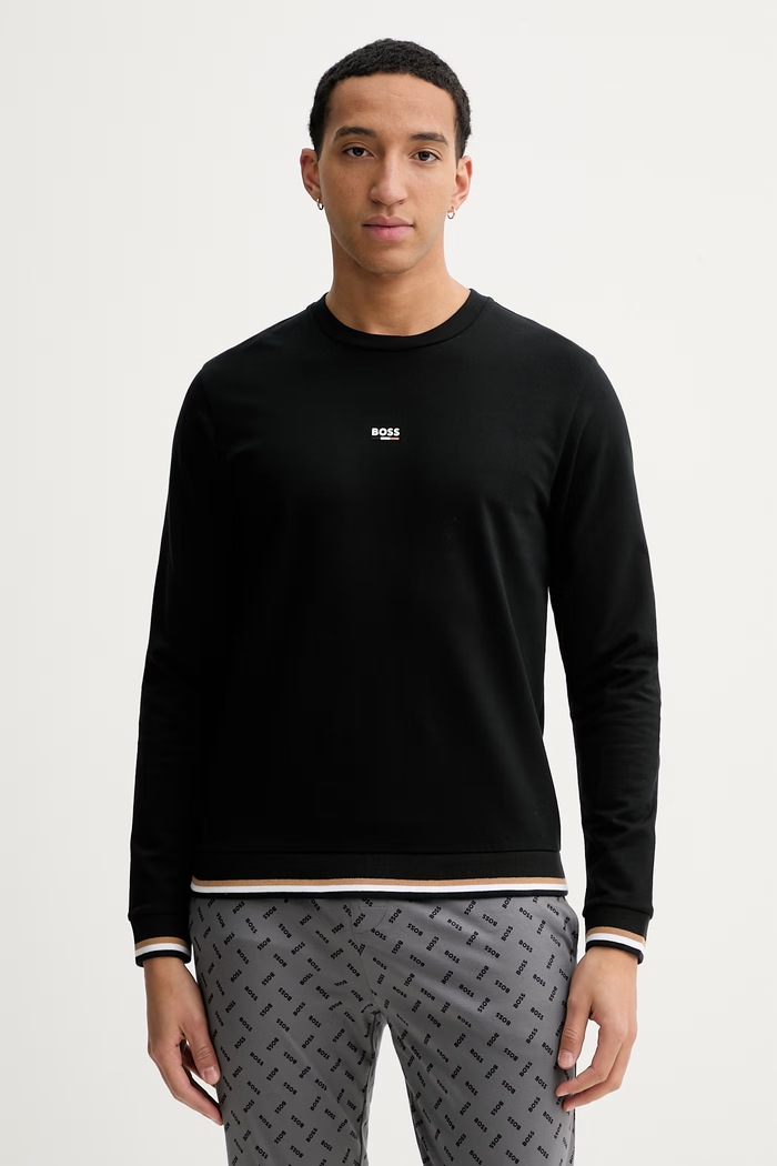 Домашен суичър от памук BOSS Iconic Sweatshirt памук черен 50554836