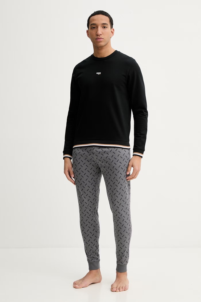 Домашен суичър от памук BOSS Iconic Sweatshirt 50554836 черен SS26