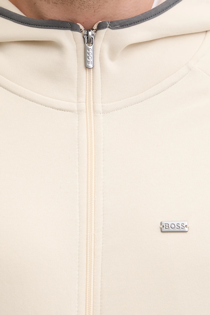BOSS bluza rozpinana z kapturem męska Sense Hooded Jacket 50557206 beżowy