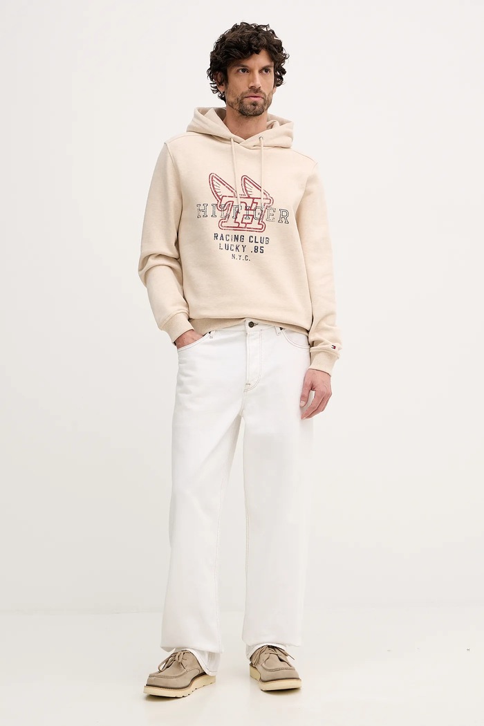 Bavlnená mikina Tommy Hilfiger MW0MW41431 béžová SS26