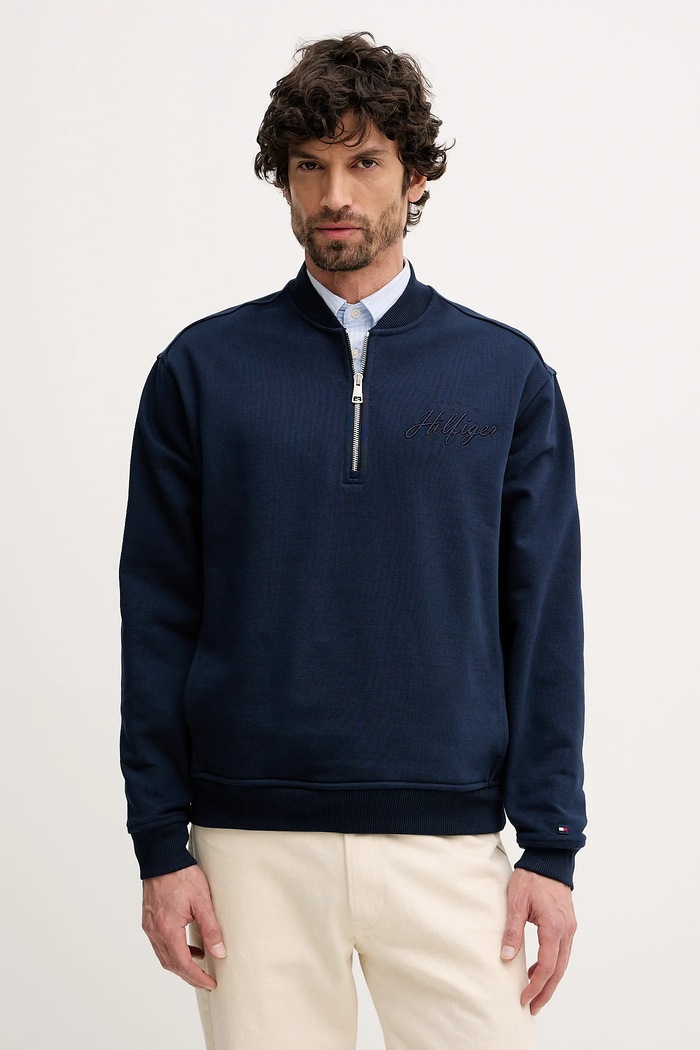Βαμβακερή μπλούζα Tommy Hilfiger βαμβάκι σκούρο μπλε MW0MW41432