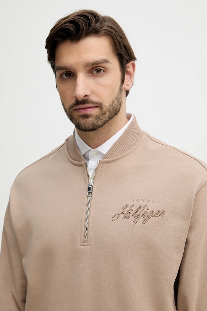 Tommy Hilfiger pamut melegítőfelső bézs MW0MW41432