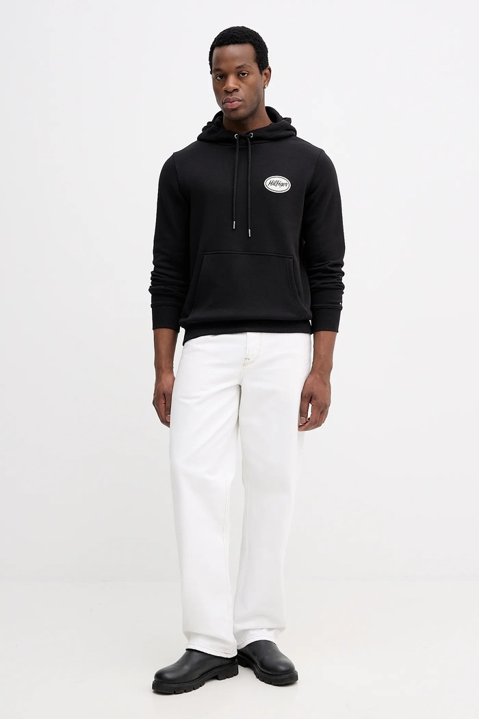 Tommy Hilfiger pamut melegítőfelső MW0MW41434 fekete SS26